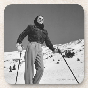 Skifahrerin Untersetzer