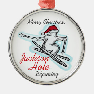 Skifahrerverzierung Jackson Hole Wyoming Sankt Ornament Aus Metall