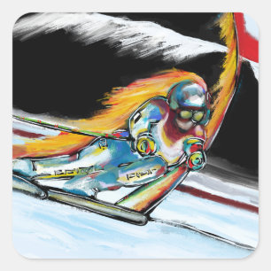 SKIFAHRRER QUADRATISCHER AUFKLEBER