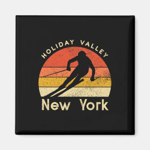 Skiferien im Vintage-Stil Valley New York Berg Magnet