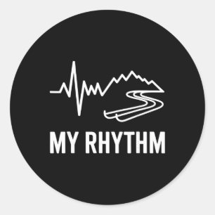 Skiferien Snowboard Herzschlag Mein Rhythmus Berg Runder Aufkleber