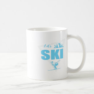 Skiferien Wintersport Skigebiet Umriss Text Ski Kaffeetasse
