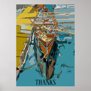 Skiff-See, abstrakt, Text bearbeiten Poster