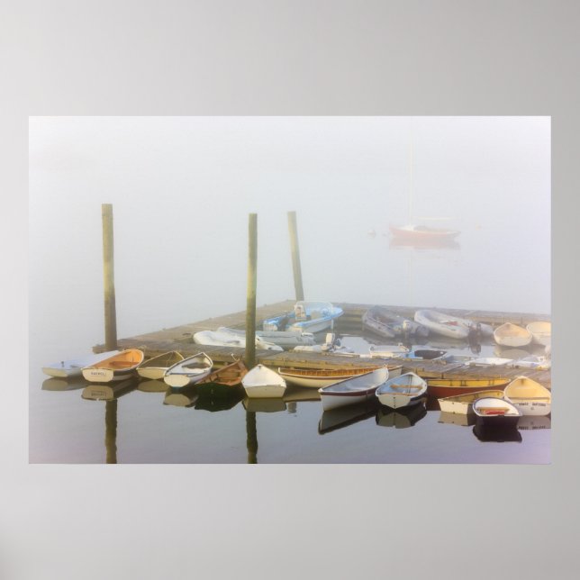 Skiffs und Morgennebel im Südwesthafen, Poster (Vorne)