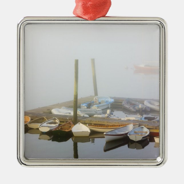 Skiffs und Morgennebel im Südwesthafen, Silbernes Ornament (Vorne)