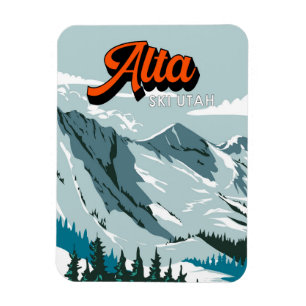 Skigebiet Alta Winter Utah Vintage Magnet