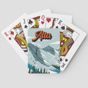Skigebiet Alta Winter Utah Vintage Spielkarten