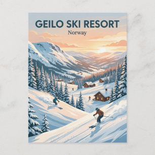 Skigebiet Geilo Norwegen Postkarte