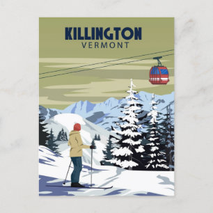 Skigebiet Killington Winter Vermont Vintage Postkarte