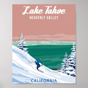Skigebiet Lake Tahoe Vintages Poster