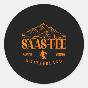 Skigebiet Saas-fee Schweizer Alpen Alpin-Ski Schwe Runder Aufkleber