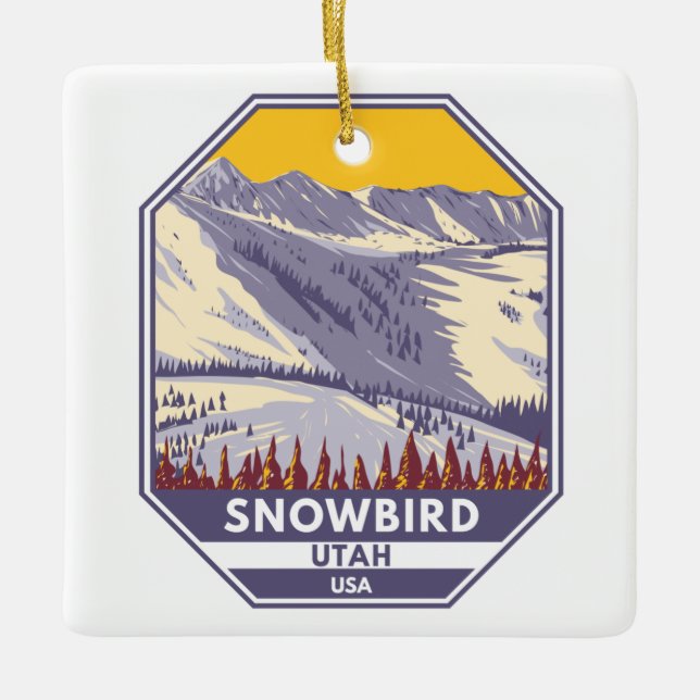 Skigebiet Snowbird Winter Utah Keramikornament (Vorderseite)