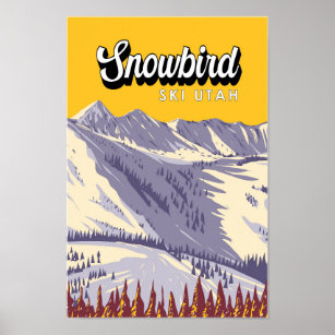 Skigebiet Snowbird Winter Utah Vintag Poster