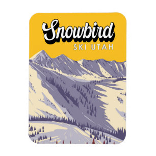 Skigebiet Snowbird Winter Utah Vintage Magnet