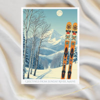 Skigebiet Sonntag Fluss Maine Postcard