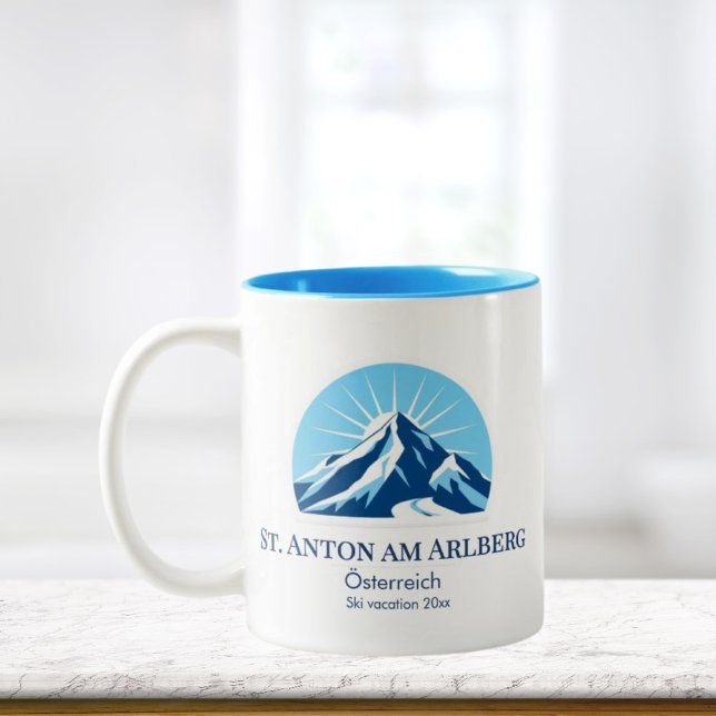 Skigebiet St. Anton am Arlberg Souvenir Zweifarbige Tasse (Von Creator hochgeladen)