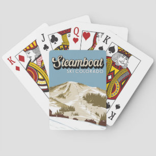 Skigebiet Steamboat Winter Colorado Vintage Spielkarten