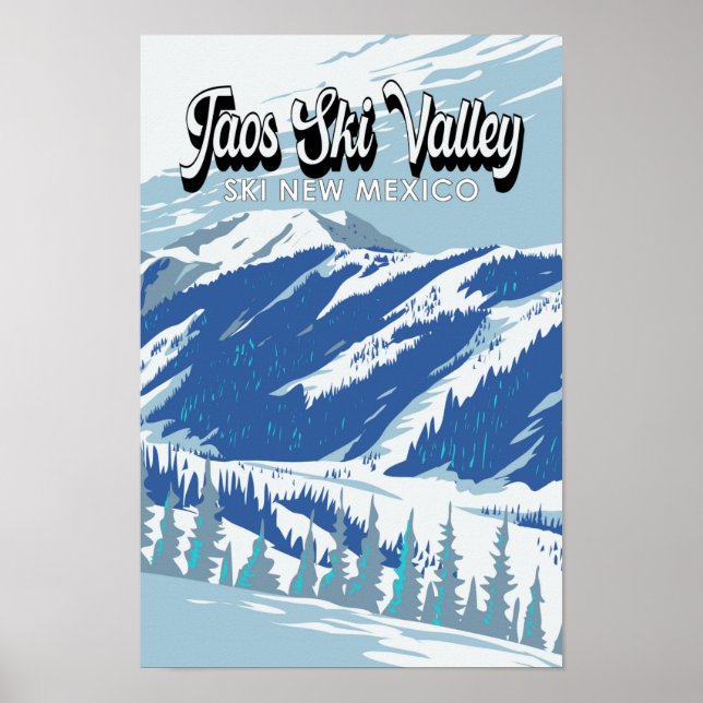Skigebiet Taos Sketal Winter Neumexiko Vintag Poster (Vorne)