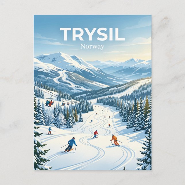 Skigebiet Trysil Norwegen Postkarte (Vorderseite)