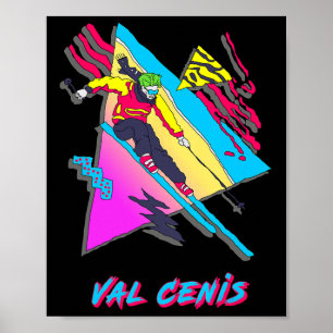 Skigebiet Val Cenis Retro Ski mit Abstraktem Chara Poster