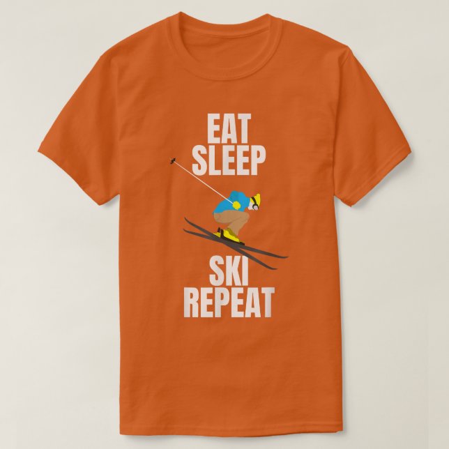 Skigebirge Schneeessen Schlafgeschenk T-Shirt (Design vorne)