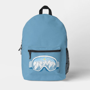 Skiggläser Berge Spiegelungen Dusty Blau Bedruckter Rucksack