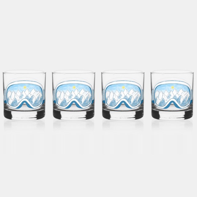 Skiggles Berg Reflektion Sky Blau Set 4 Whiskyglas (Vorderseite)