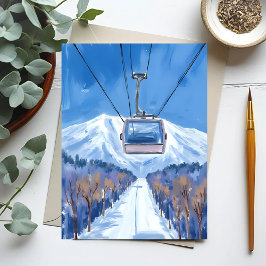 Skigondel Schneeberg Aquarell Postkarte