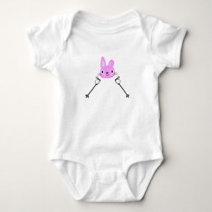 Skihasen mit Skistöcken Baby Bodysuit Strampler