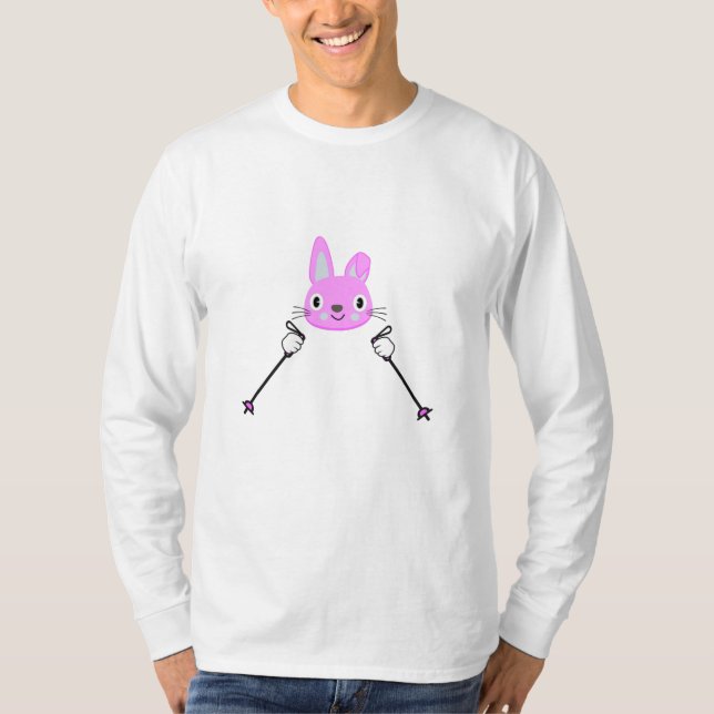 Skihasen mit Skistöcken T-Shirt (Vorderseite)