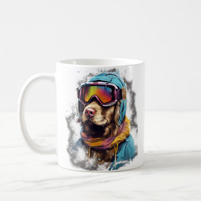 Skihund in Skibrille  2 Kaffeetasse (Links)