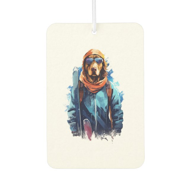 Skihund in Skibrille  5 Autolufterfrischer (Vorderseite)