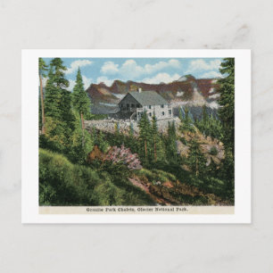 Skihütten, Glacier Nationalpark Vintag Postkarte