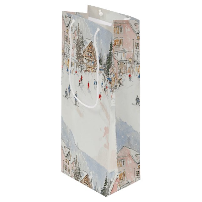skiiers 2 geschenktüte für weinflaschen (Vorderseite Schrägansicht)