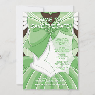 [SKIII] Green Magical Girl Birthday Invitation Einladung