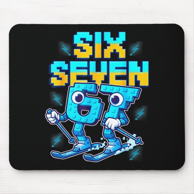 Skiing 67 Six Seven Meme Brainrot Funny 6 7 Kids S Mousepad (Vorne)