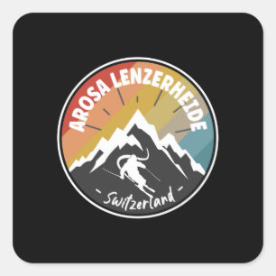 Skiing Arosa Lenzerheide - Schweiz Quadratischer Aufkleber
