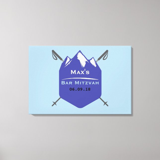SKIING Bar Bat Mitzvah Memory Sign-In-Board Leinwanddruck (Vorderseite)