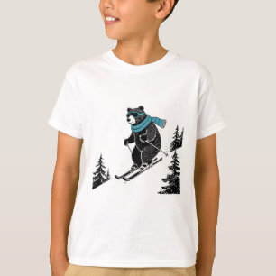 Skiing Bär, Lustiger Wintersport, Papa Skigebiet, T-Shirt