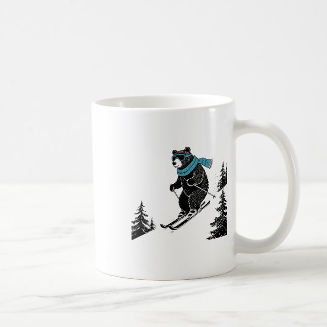 Skiing Bear, Funny Wintersports, Dad Ski Slope, Fu Kaffeetasse (Rechts)