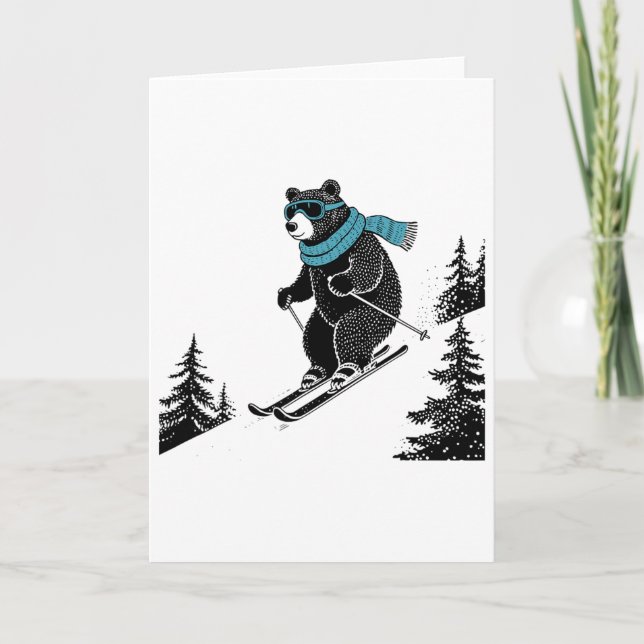 Skiing Bear, Funny Wintersports, Dad Ski Slope, Fu Karte (Vorderseite)