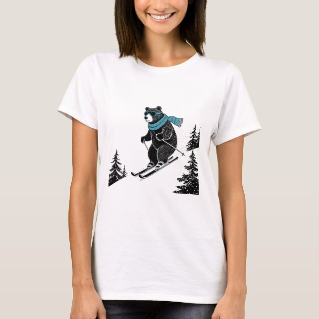 Skiing Bear, Funny Wintersports, Dad Ski Slope, Fu T-Shirt (Vorderseite)