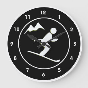 Skiing Design Wall Clock Große Wanduhr