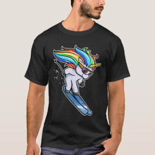 Skiing Einhorn Alpine Downhill Slalom Ski Skifahre T-Shirt
