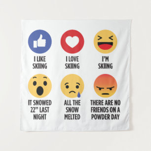 Skiing Emojis Wandteppich
