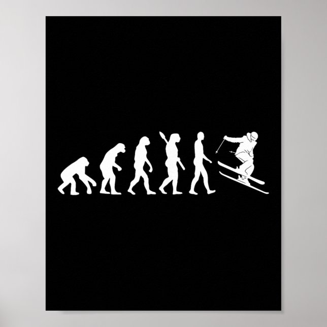 Skiing Evolution Funny Skier Freestyle Ski Winter  Poster (Vorne)
