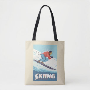 Skiing glaubt Retro Print