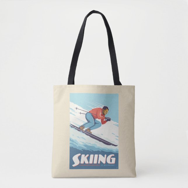 Skiing glaubt Retro Print (Vorderseite)