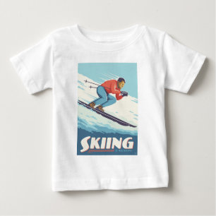 Skiing glaubt Retro Print Baby T-shirt