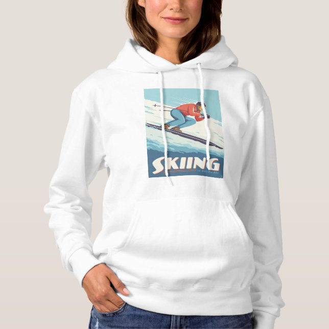 Skiing glaubt Retro Print Hoodie (Vorderseite)